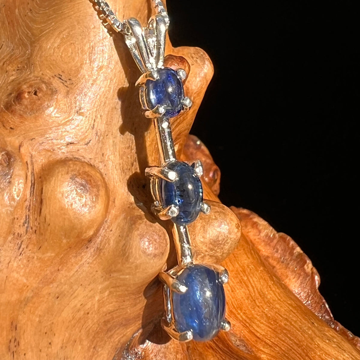 Blue Kyanite Triple Pendant Sterling Silver #5625-Moldavite Life