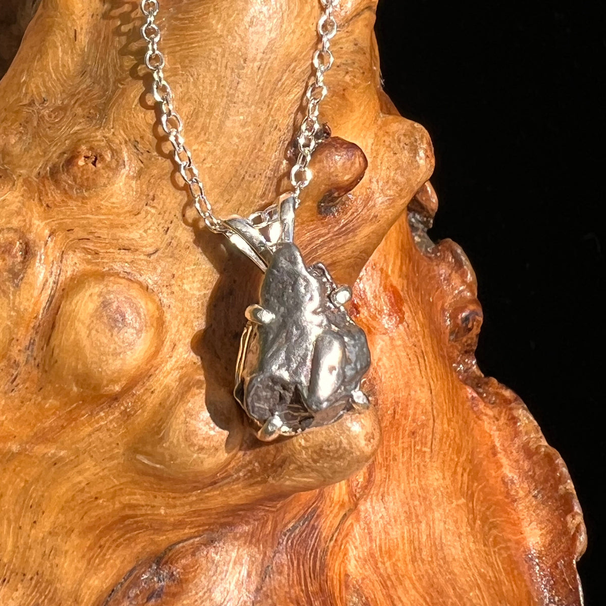 Campo Del Cielo Meteorite Necklace Sterling #5214-Moldavite Life