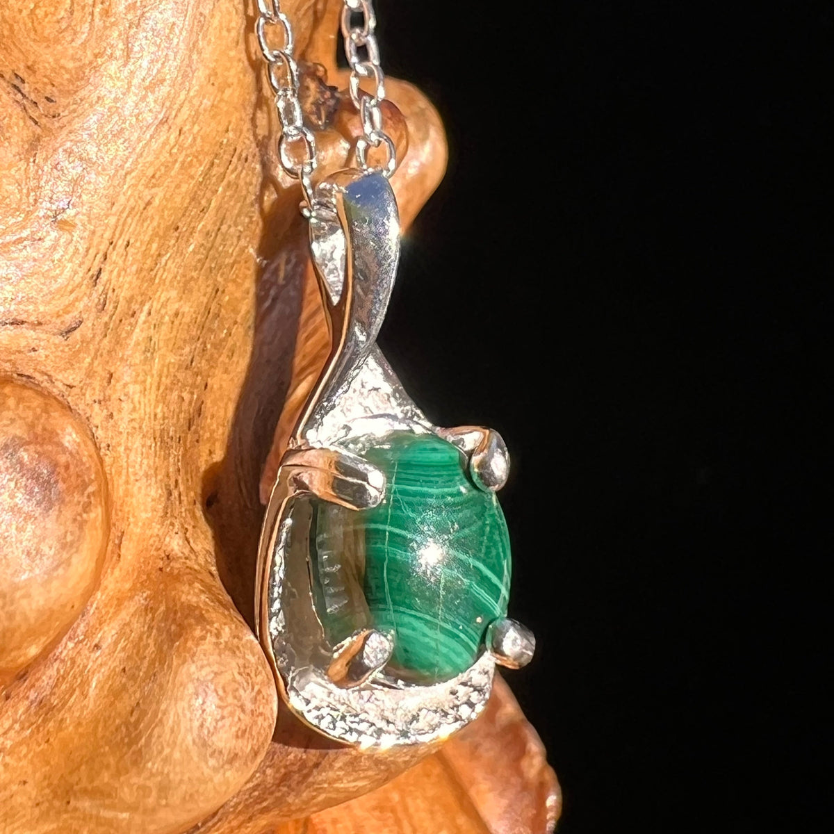 Malachite Necklace Sterling Silver #6226-Moldavite Life
