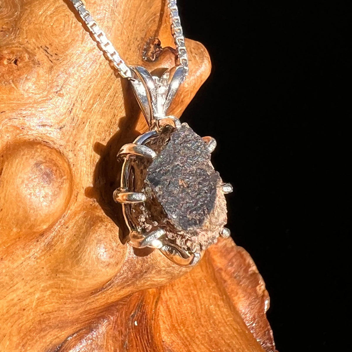 Mars Meteorite Pendant Necklace Sterling #6323-Moldavite Life