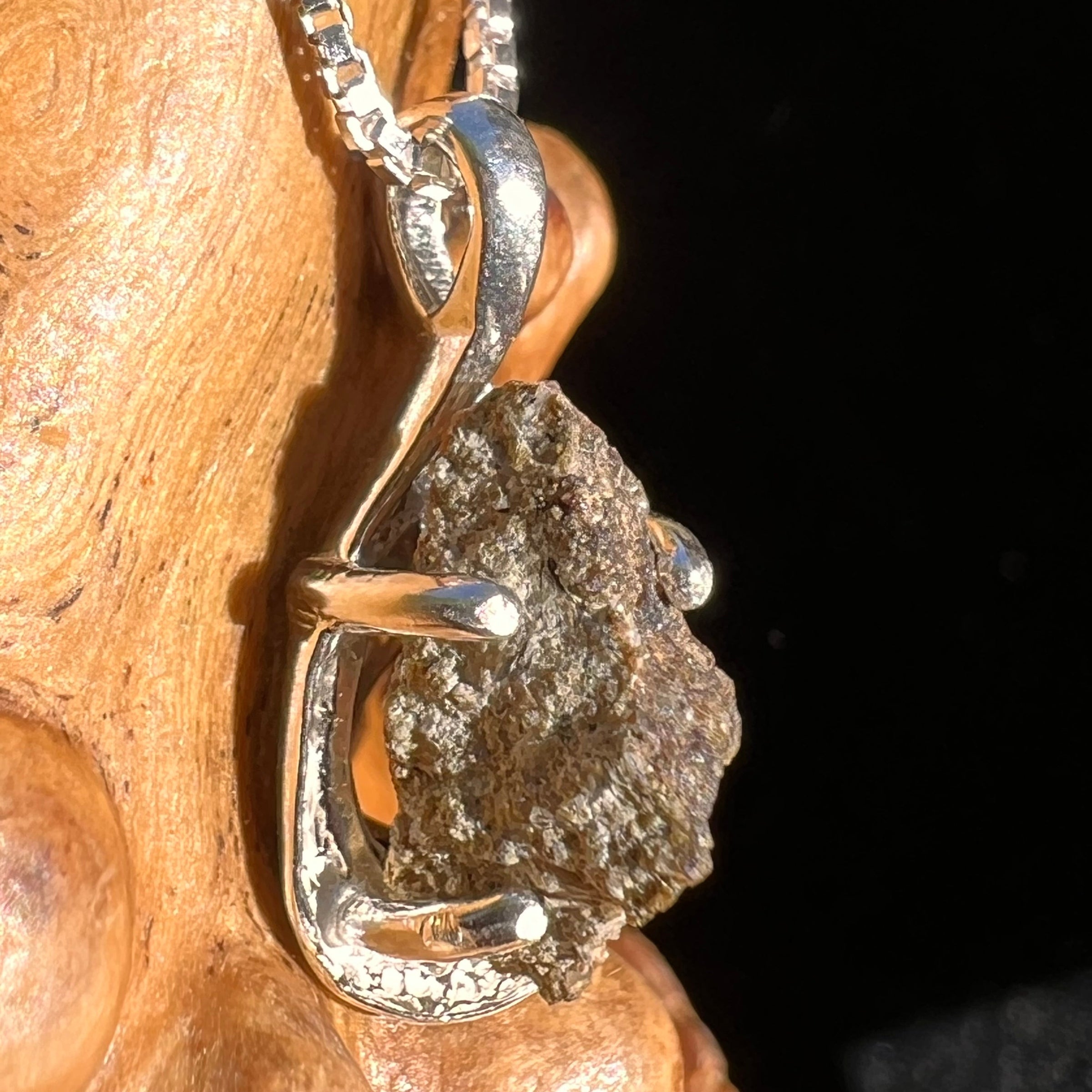 Mars Meteorite Pendant Necklace Sterling #6325-Moldavite Life
