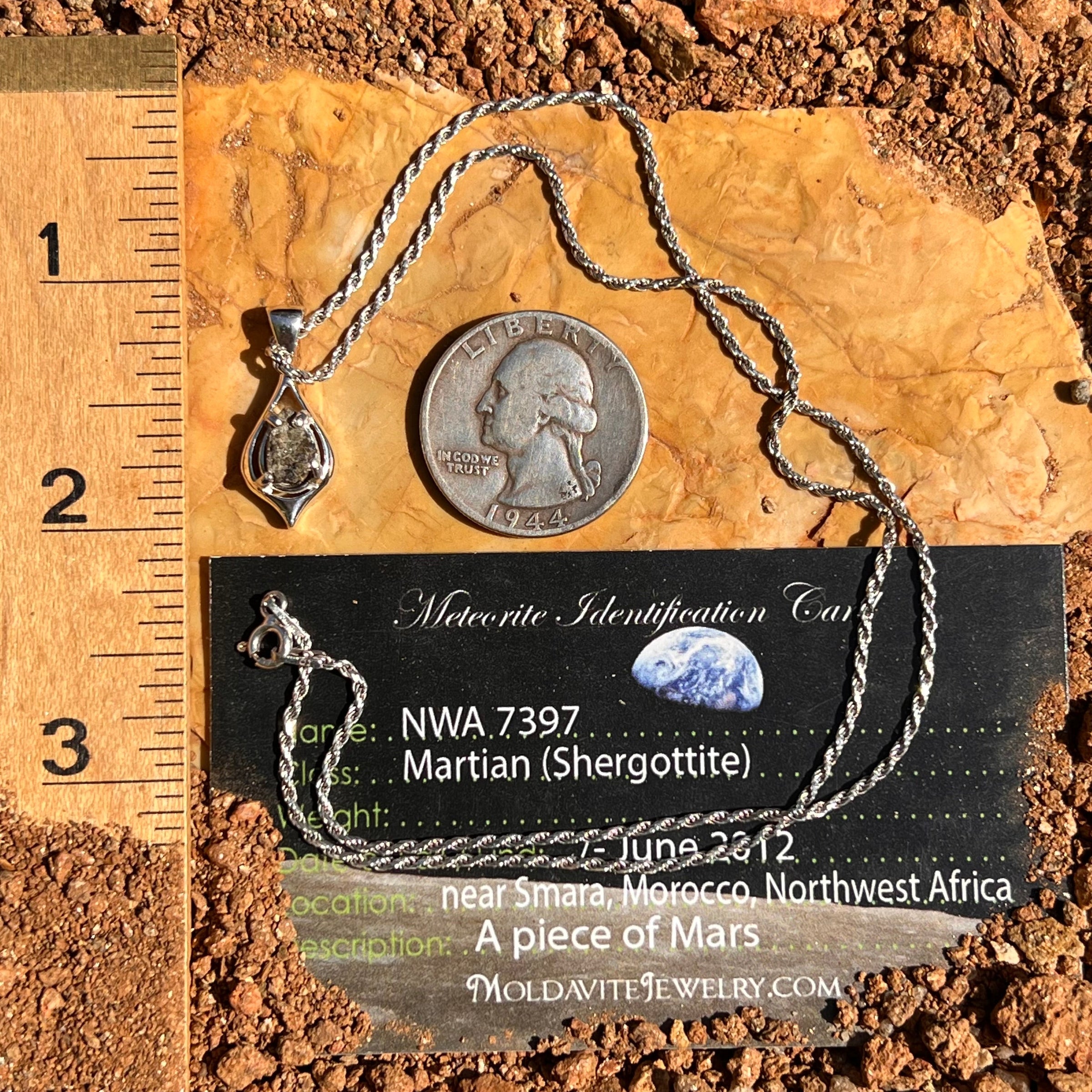 Mars Meteorite Pendant Necklace Sterling #6327-Moldavite Life