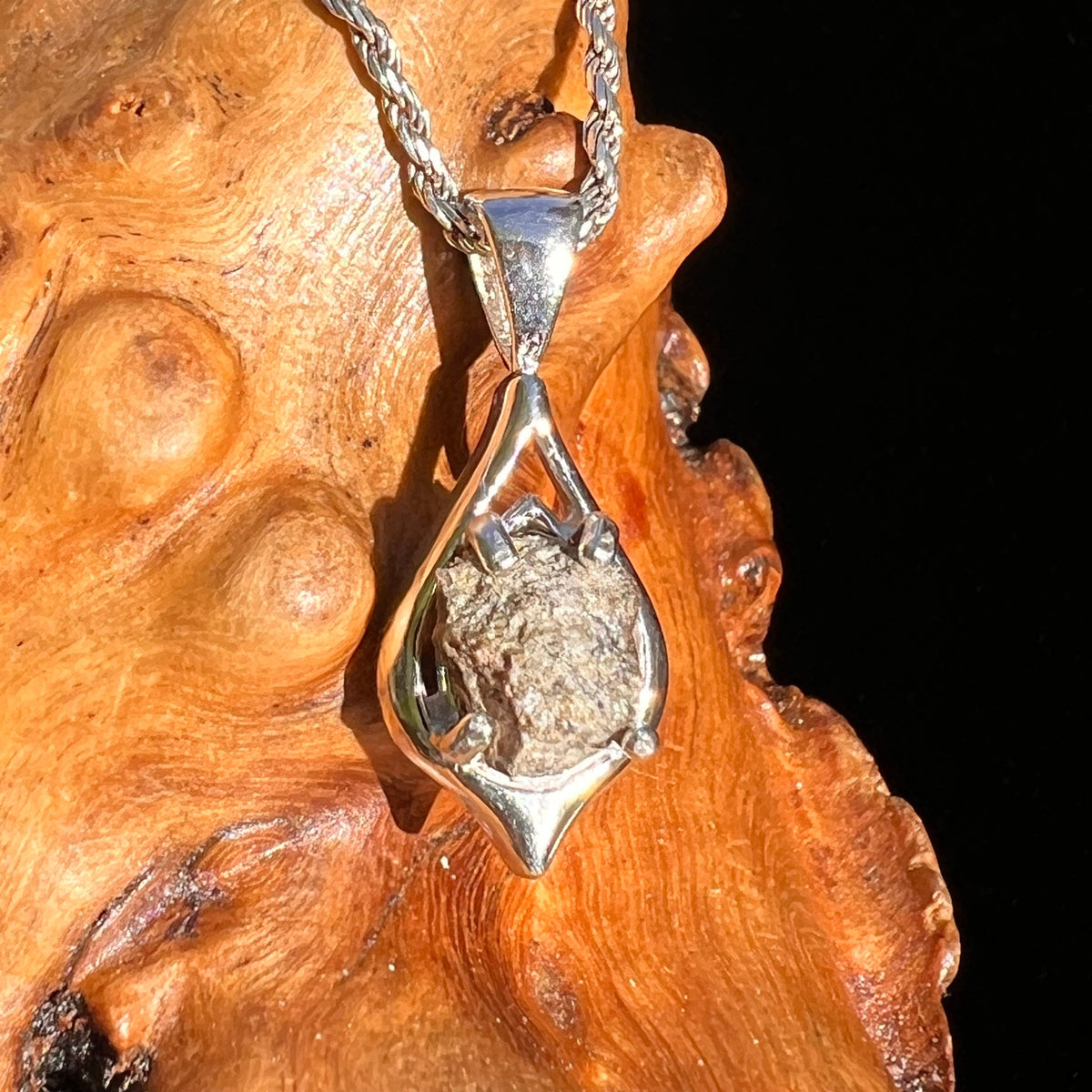 Mars Meteorite Pendant Necklace Sterling #6328-Moldavite Life