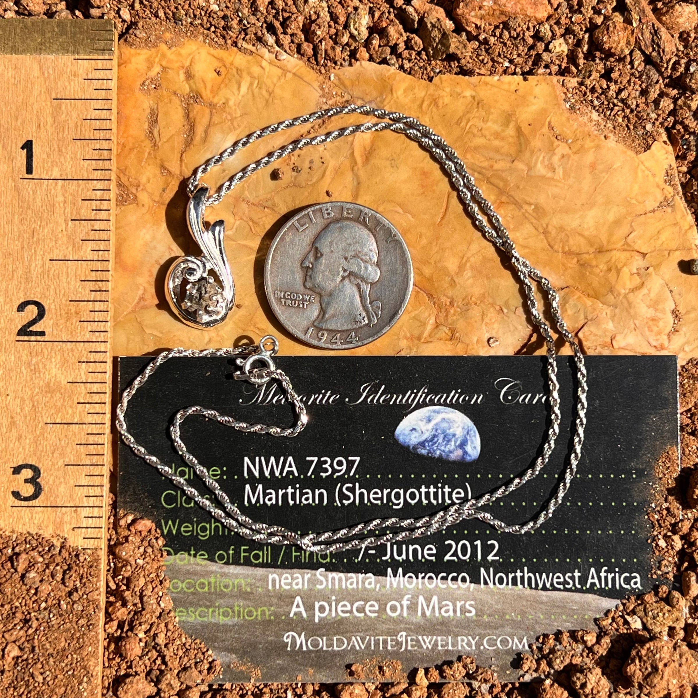 Mars Meteorite Pendant Necklace Sterling #6329-Moldavite Life