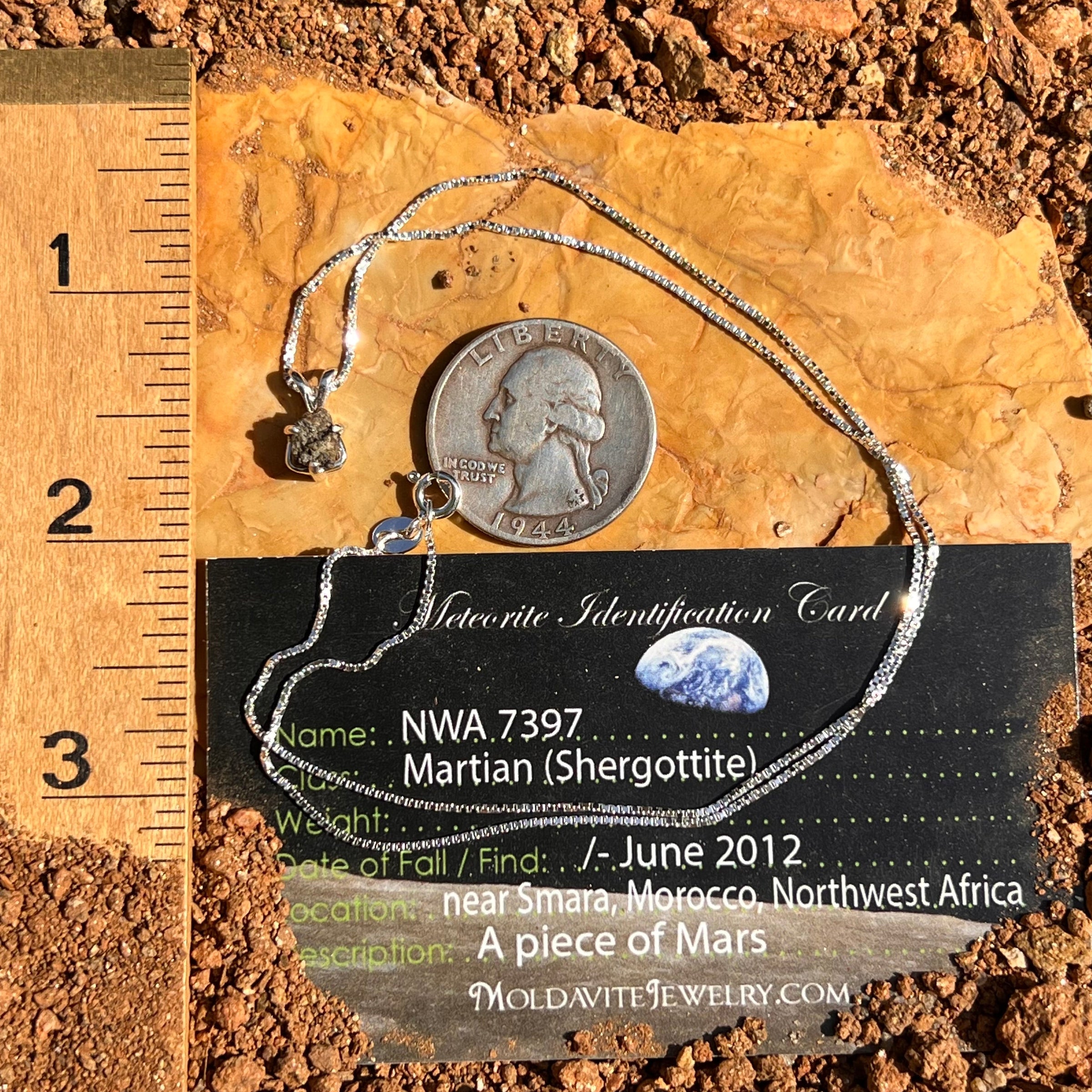 Mars Meteorite Pendant Necklace Sterling #6330-Moldavite Life