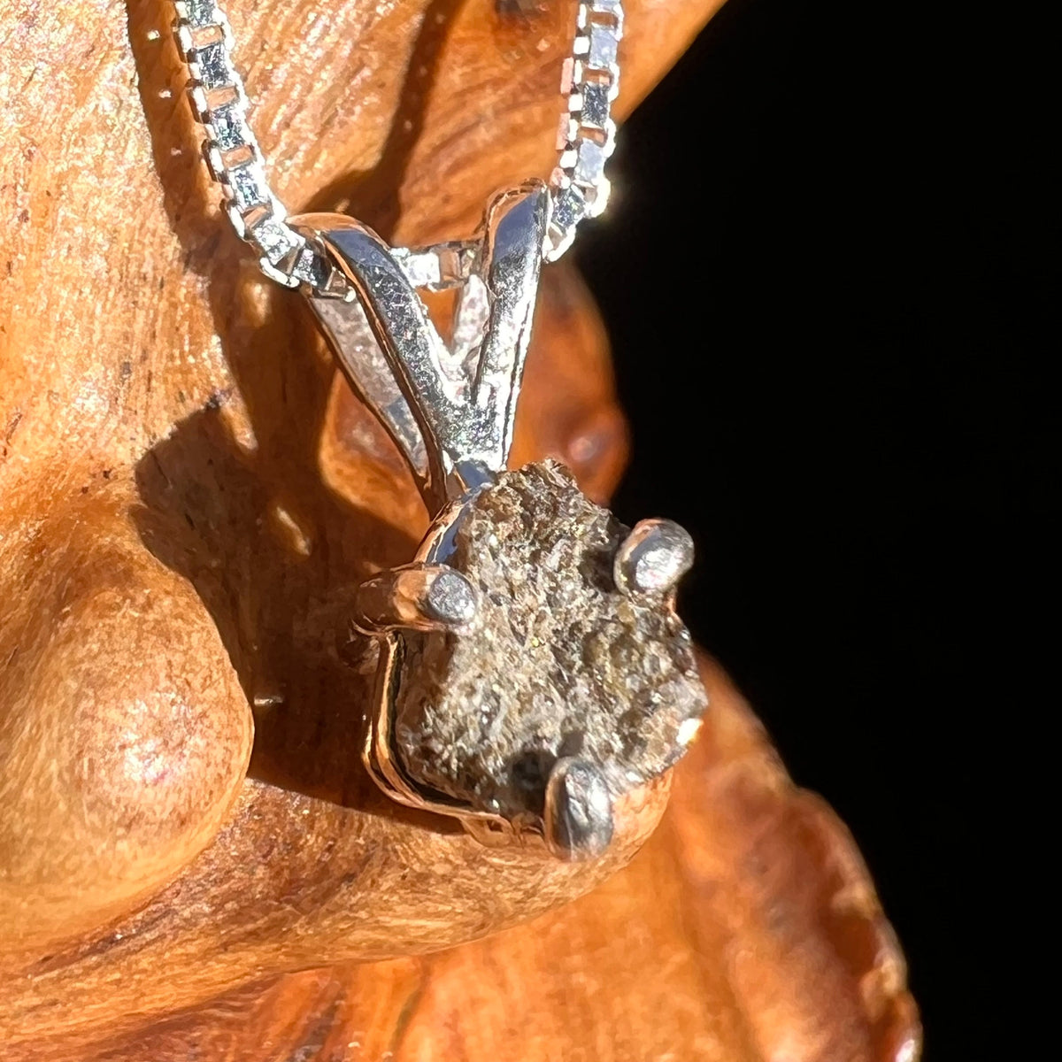 Mars Meteorite Pendant Necklace Sterling #6331-Moldavite Life