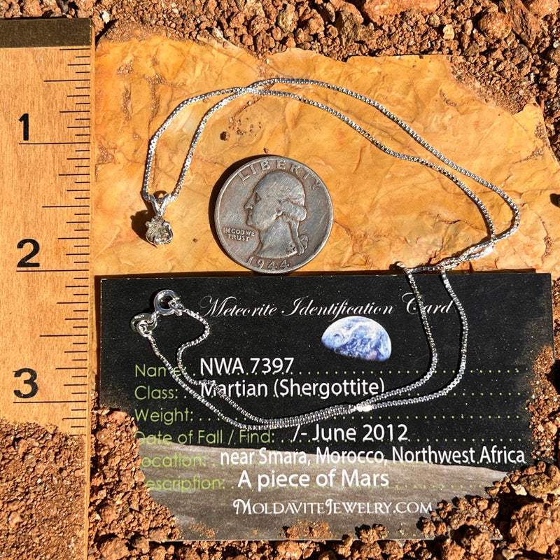 Mars Meteorite Pendant Necklace Sterling #6331-Moldavite Life