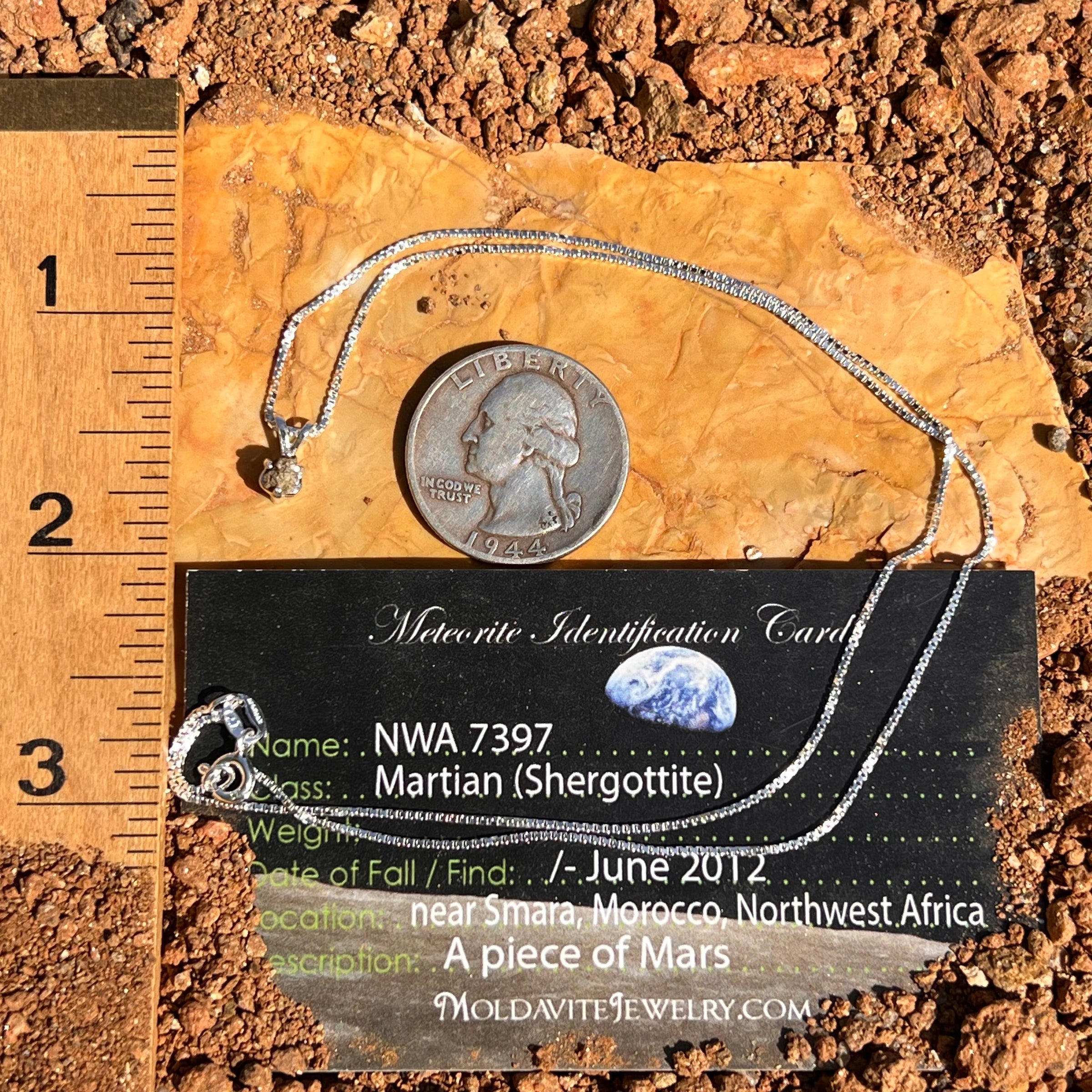Mars Meteorite Pendant Necklace Sterling #6332-Moldavite Life