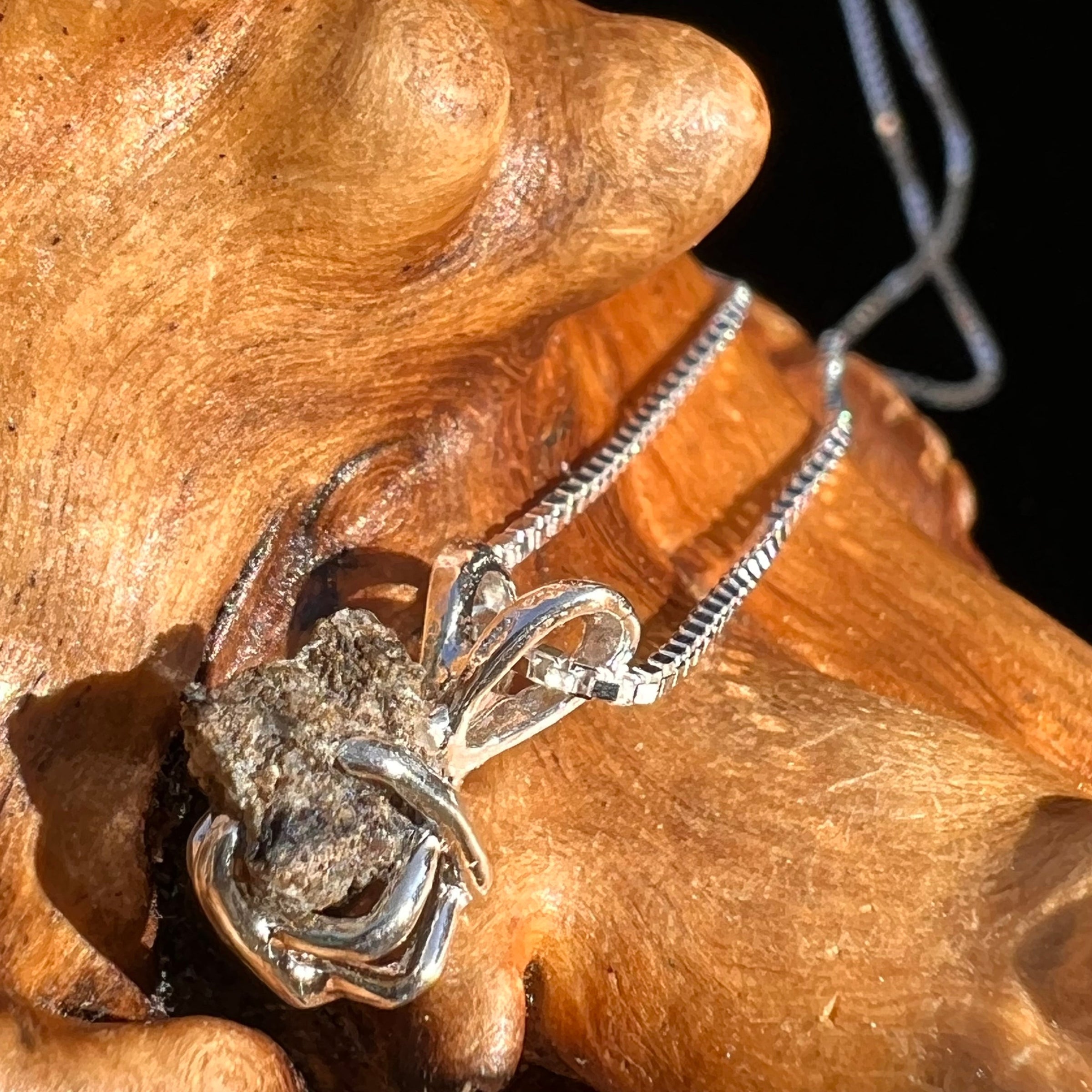 Mars Meteorite Pendant Necklace Sterling #6334-Moldavite Life