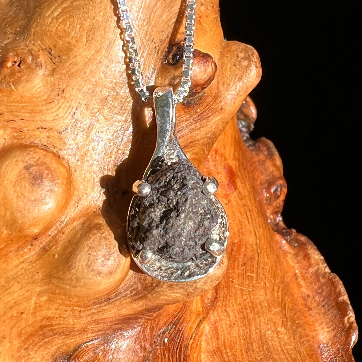 Mars Meteorite Pendant Necklace Sterling #6339-Moldavite Life