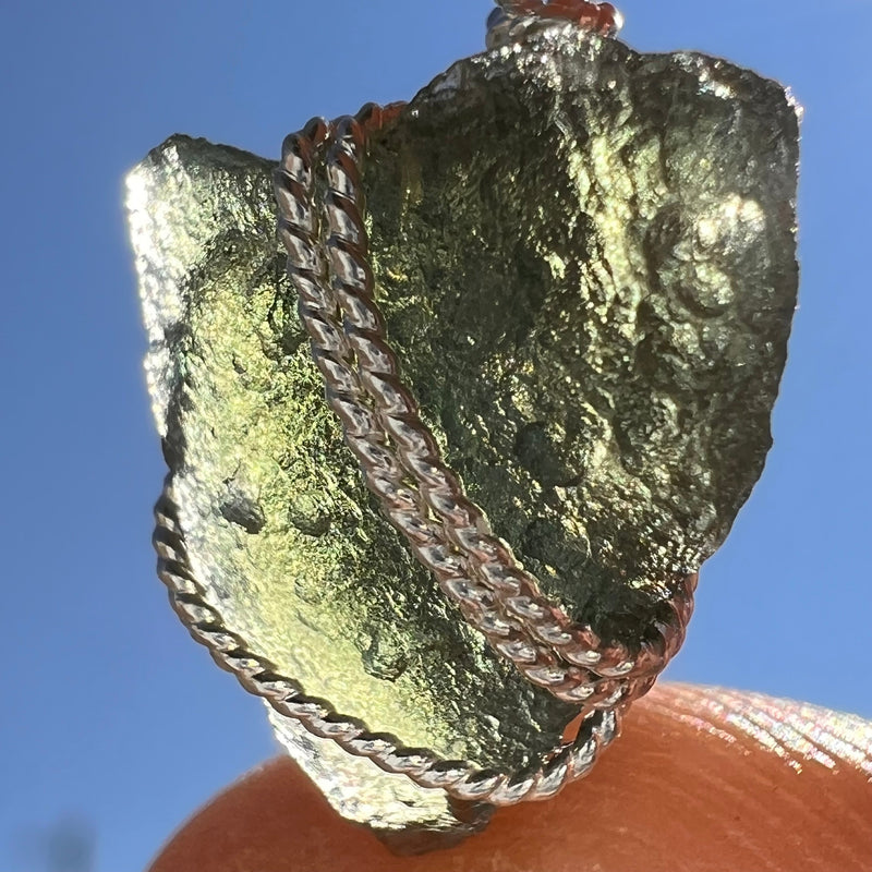 Moldavite Wire Wrapped Pendant Sterling Silver #5785-Moldavite Life