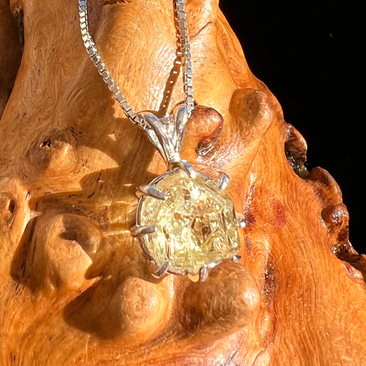 Yellow Apatite Pendant Sterling Silver #5951-Moldavite Life