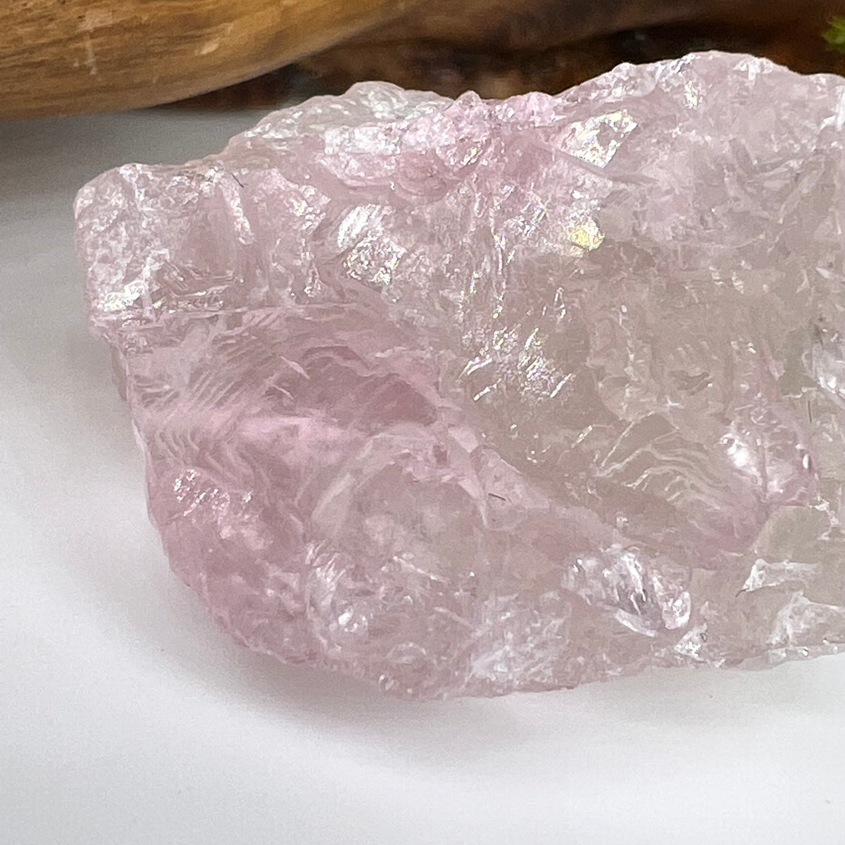 Crystalized Rose Quartz Elestial #48-Moldavite Life