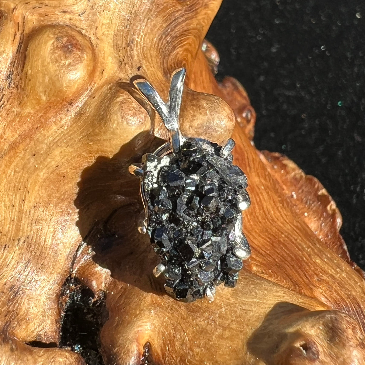 Melanite Black Garnet Pendant Sterling Silver #19481-Moldavite Life