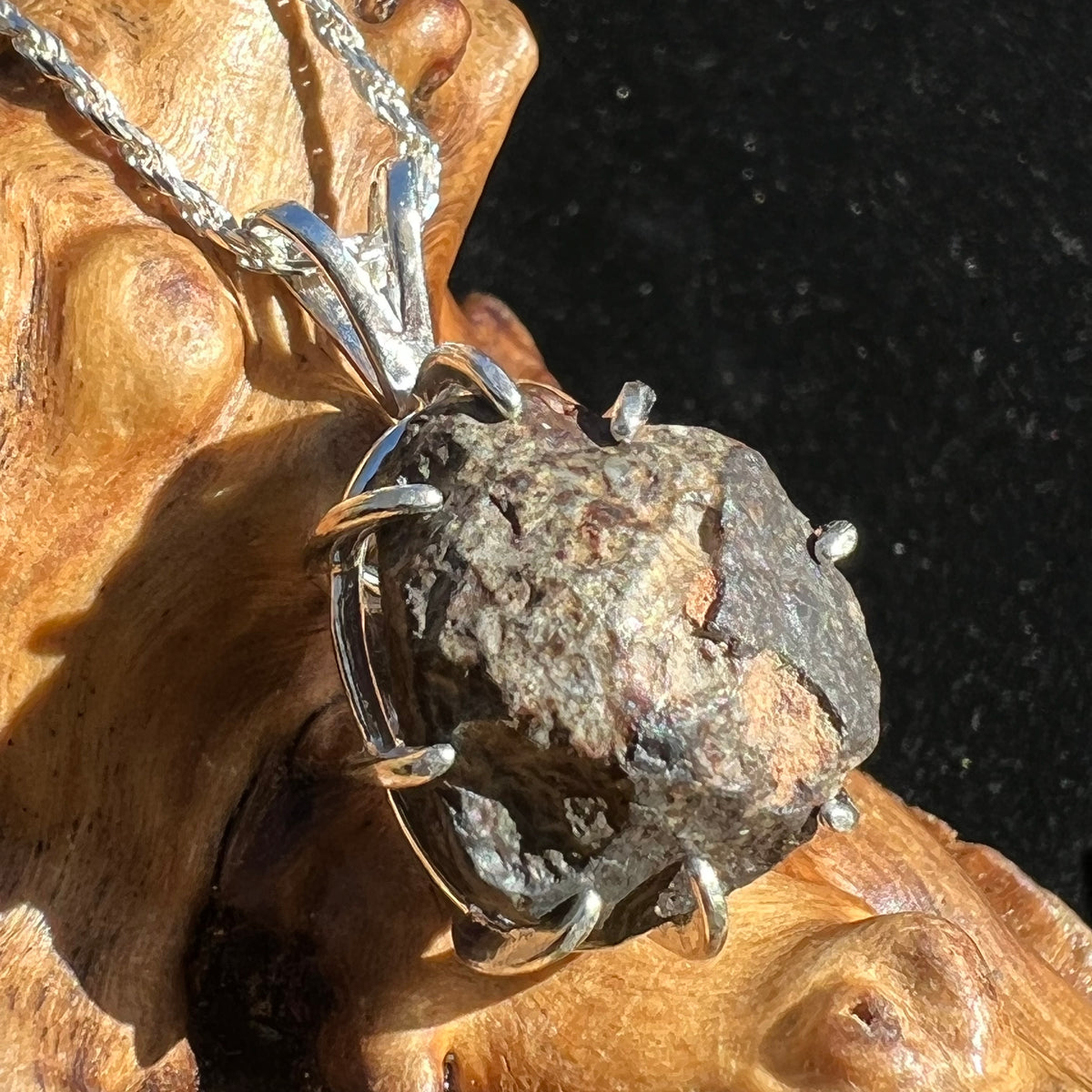 NWA 869 Meteorite Pendant Sterling Silver NWA869-P3-Moldavite Life