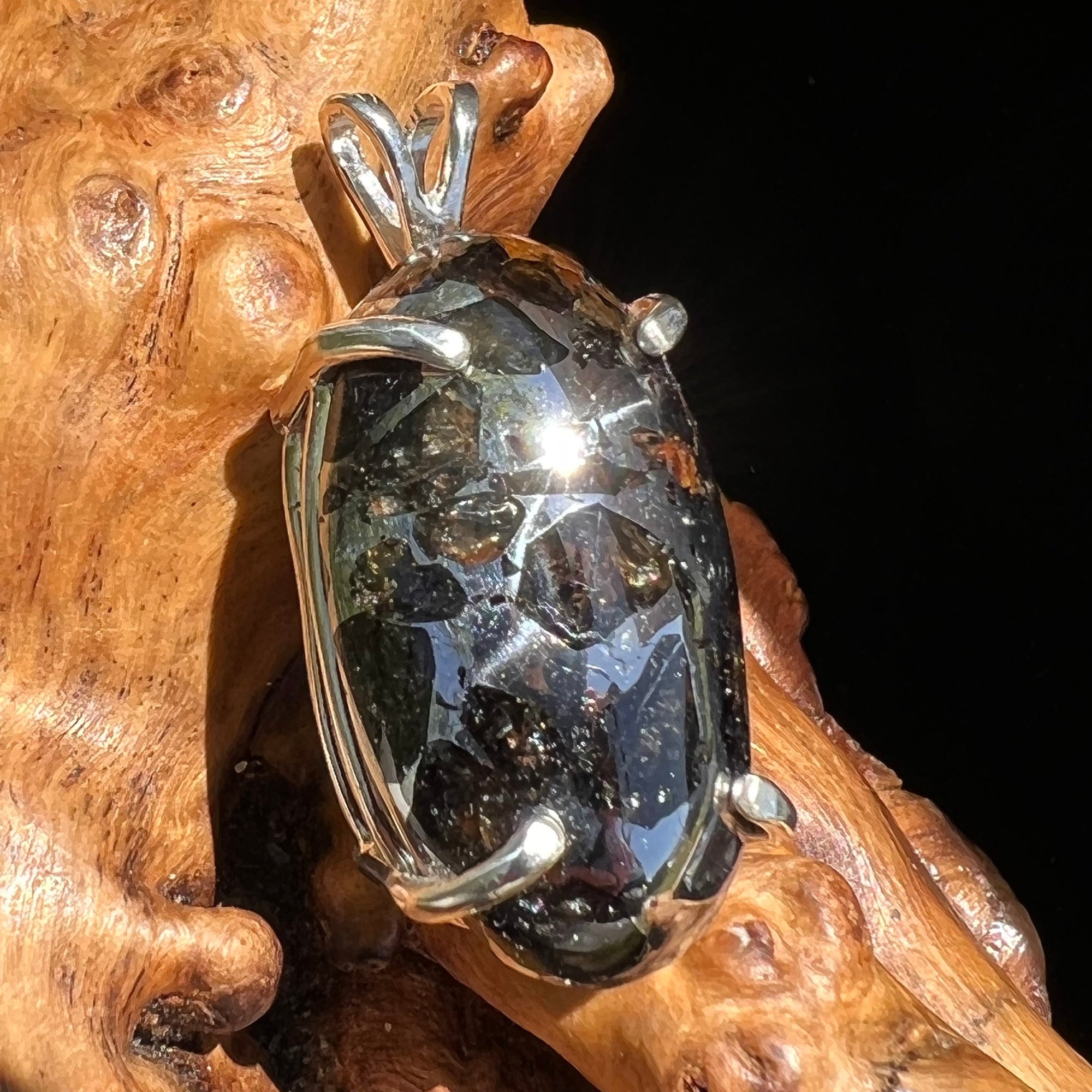 stony iron pallasite meteorite jewelry collection