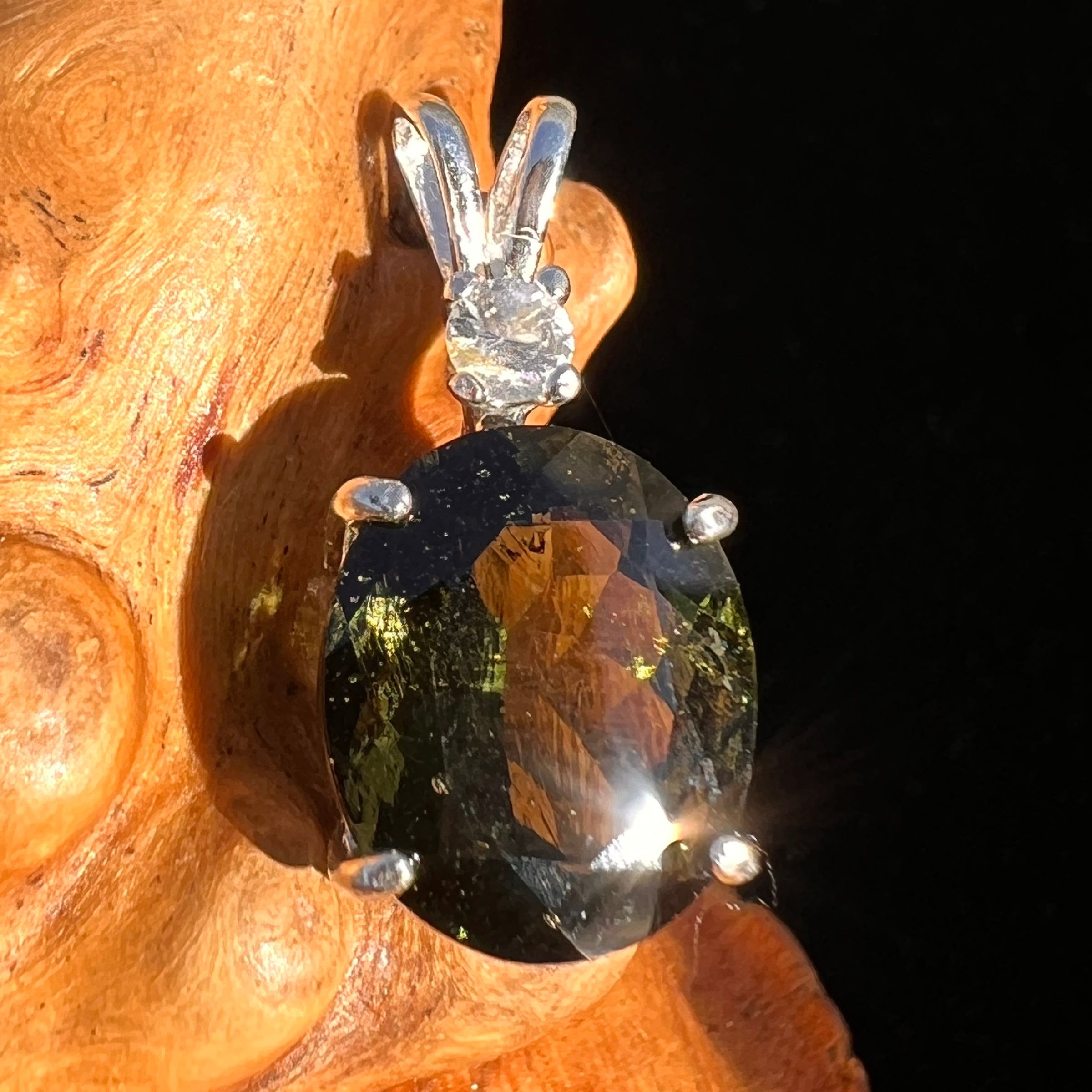 Moldavite & Phenakite Necklace Sterling #7200