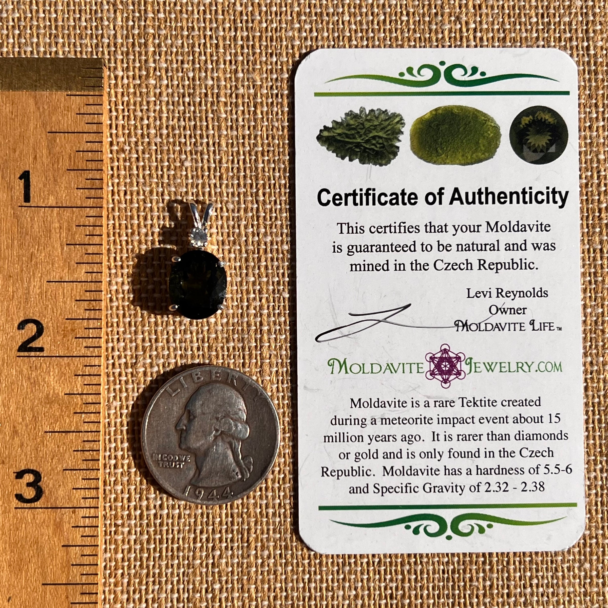 Moldavite & Phenakite Necklace Sterling #7200