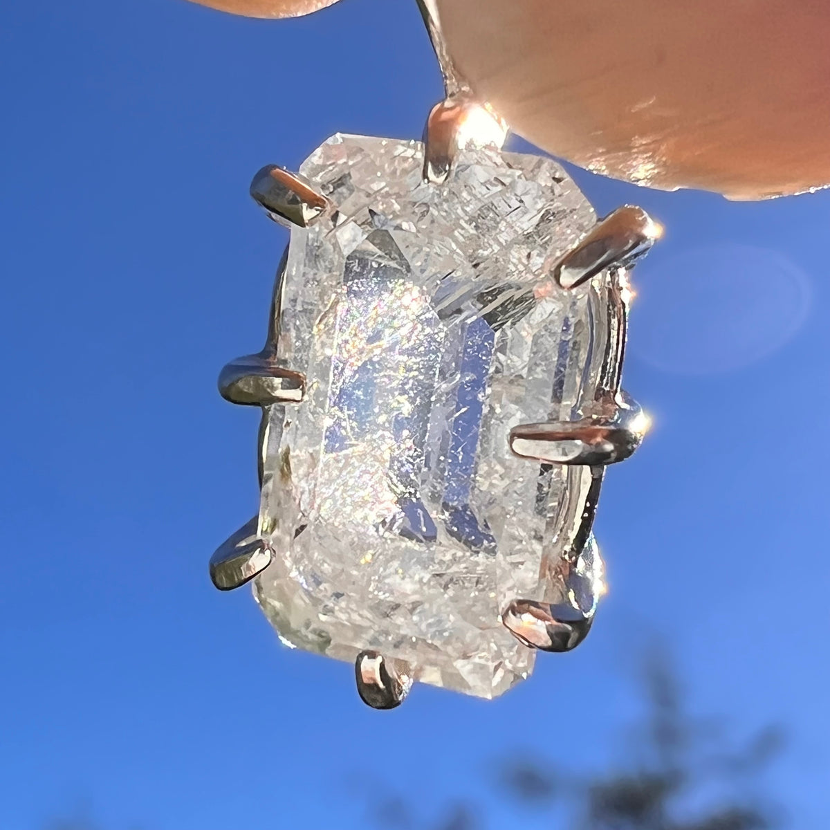 2.8 Ct. Phenakite Pendant Sterling Silver Faceted Gem #7944-Moldavite Life