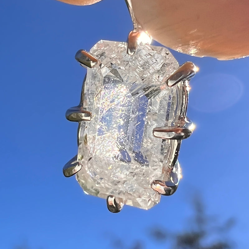 2.8 Ct. Phenakite Pendant Sterling Silver Faceted Gem #7944-Moldavite Life