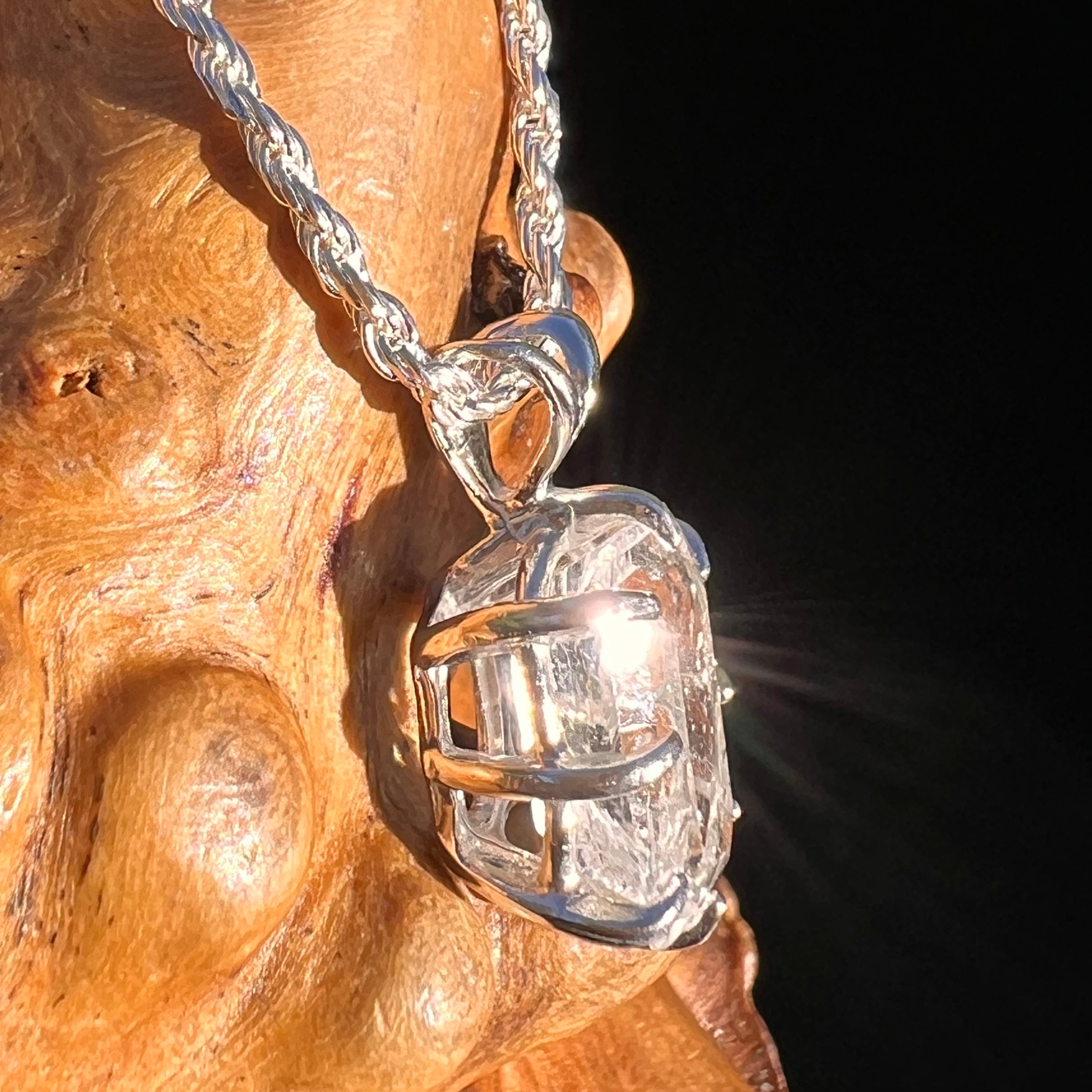 2.8 Ct. Phenakite Pendant Sterling Silver Faceted Gem #7944-Moldavite Life