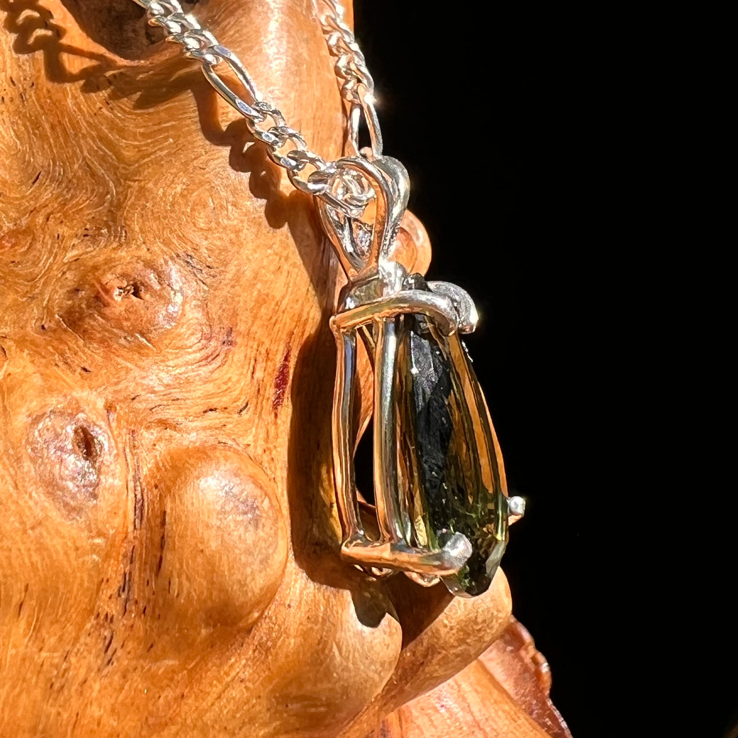 2.8 ct Faceted Moldavite Pendant Sterling Silver #8521-Moldavite Life