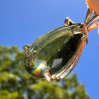 2.8 ct Faceted Moldavite Pendant Sterling Silver #8521-Moldavite Life