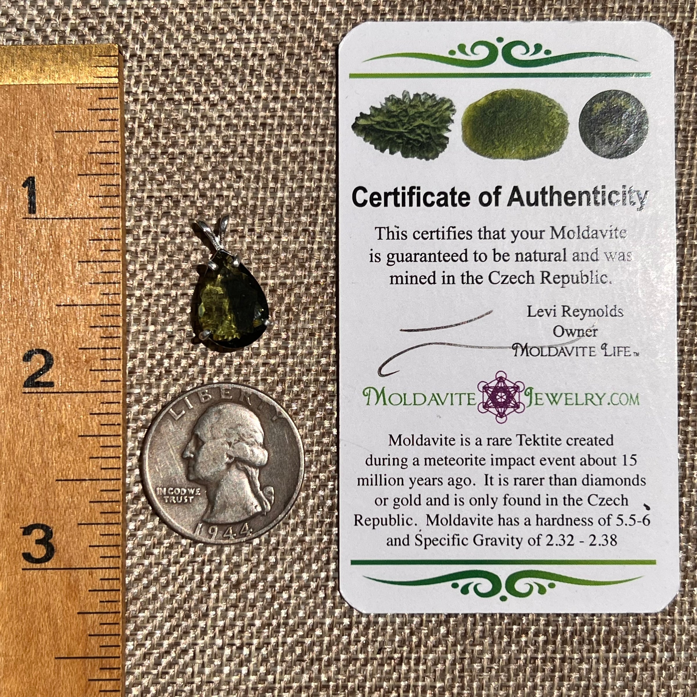 2.8 ct Faceted Moldavite Pendant Sterling Silver #8521-Moldavite Life