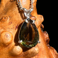 2.8 ct Faceted Moldavite Pendant Sterling Silver #8521-Moldavite Life