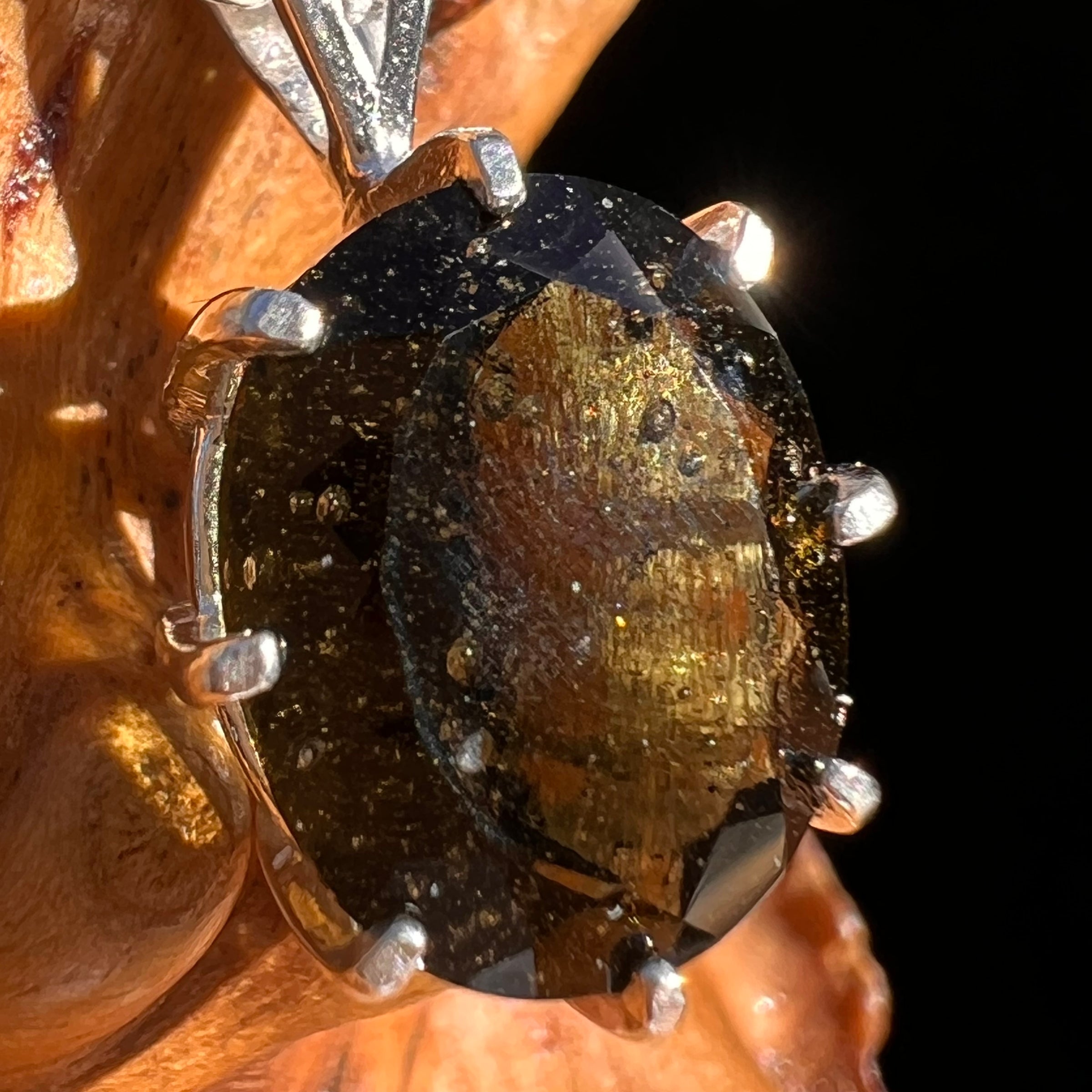 3.5 Ct. Moldavite Gem Pendant Sterling Silver #7865-Moldavite Life