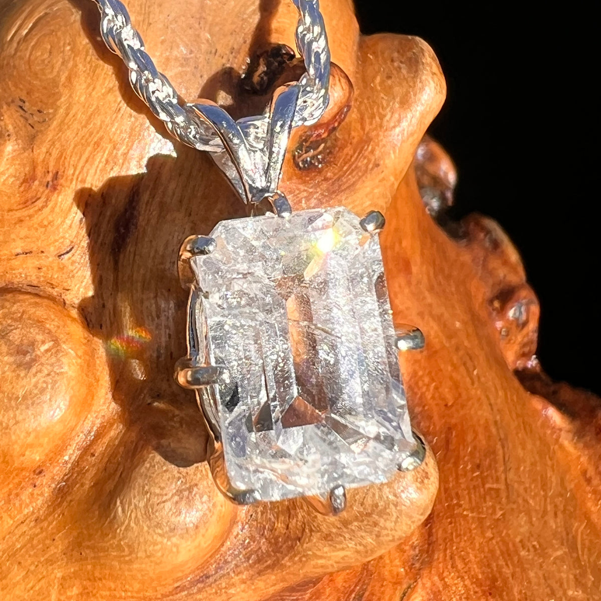 3.6 Ct. Phenakite Pendant Sterling Silver Faceted Gem #7946-Moldavite Life