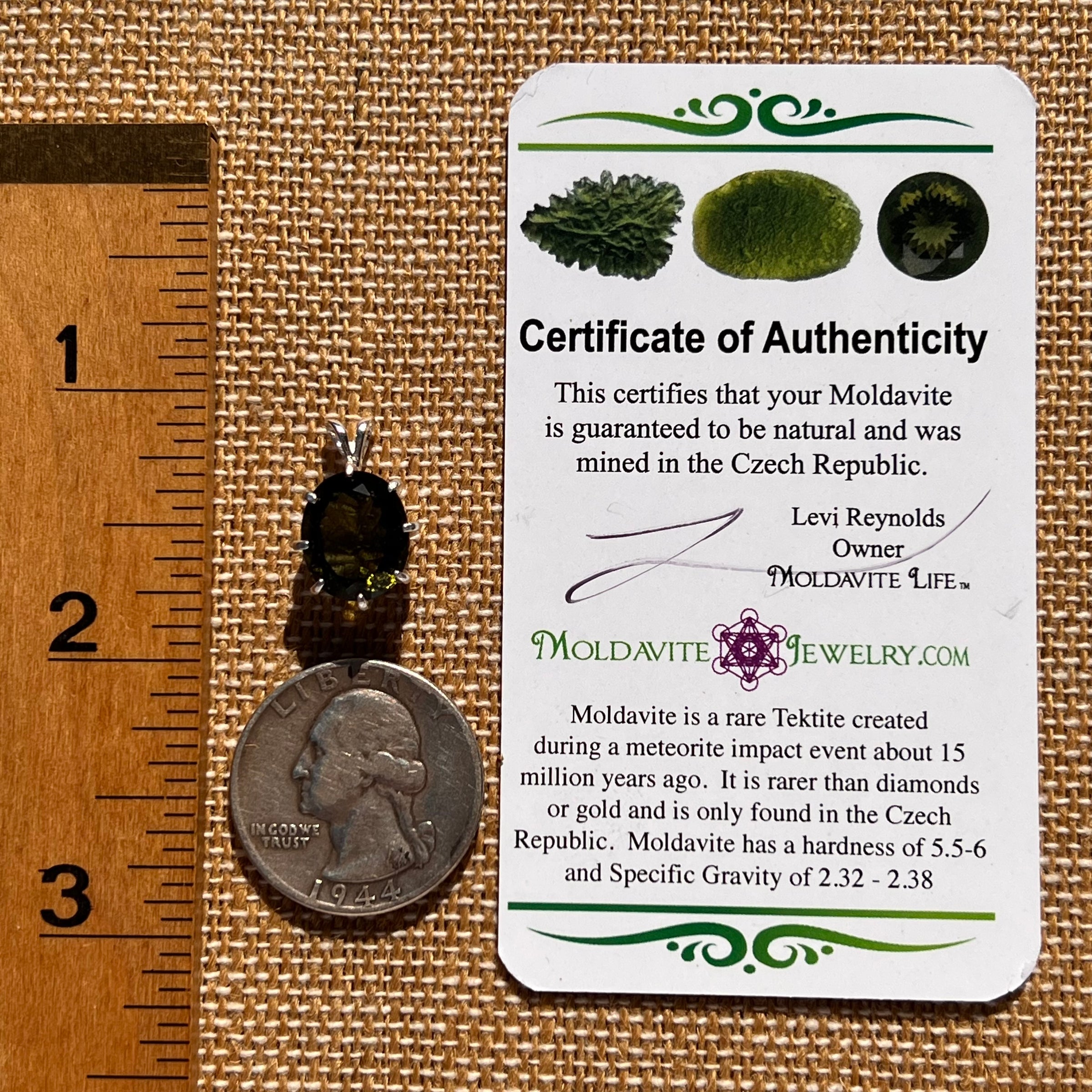 4.2 Ct. Moldavite Gem Pendant Sterling Silver #7866-Moldavite Life