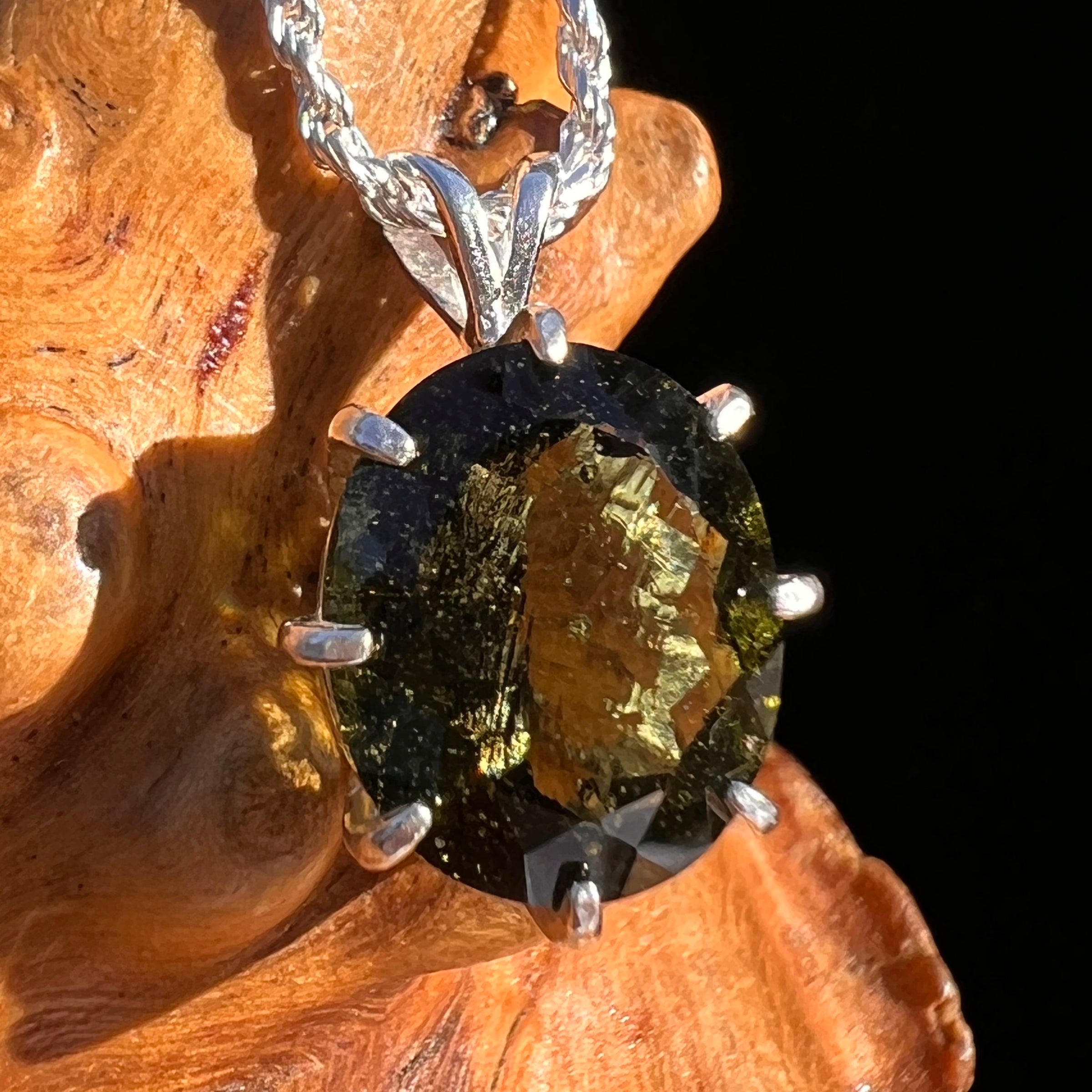 4.2 Ct. Moldavite Gem Pendant Sterling Silver #7866-Moldavite Life