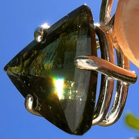 4.8 ct Faceted Moldavite Pendant Sterling Silver #8536-Moldavite Life