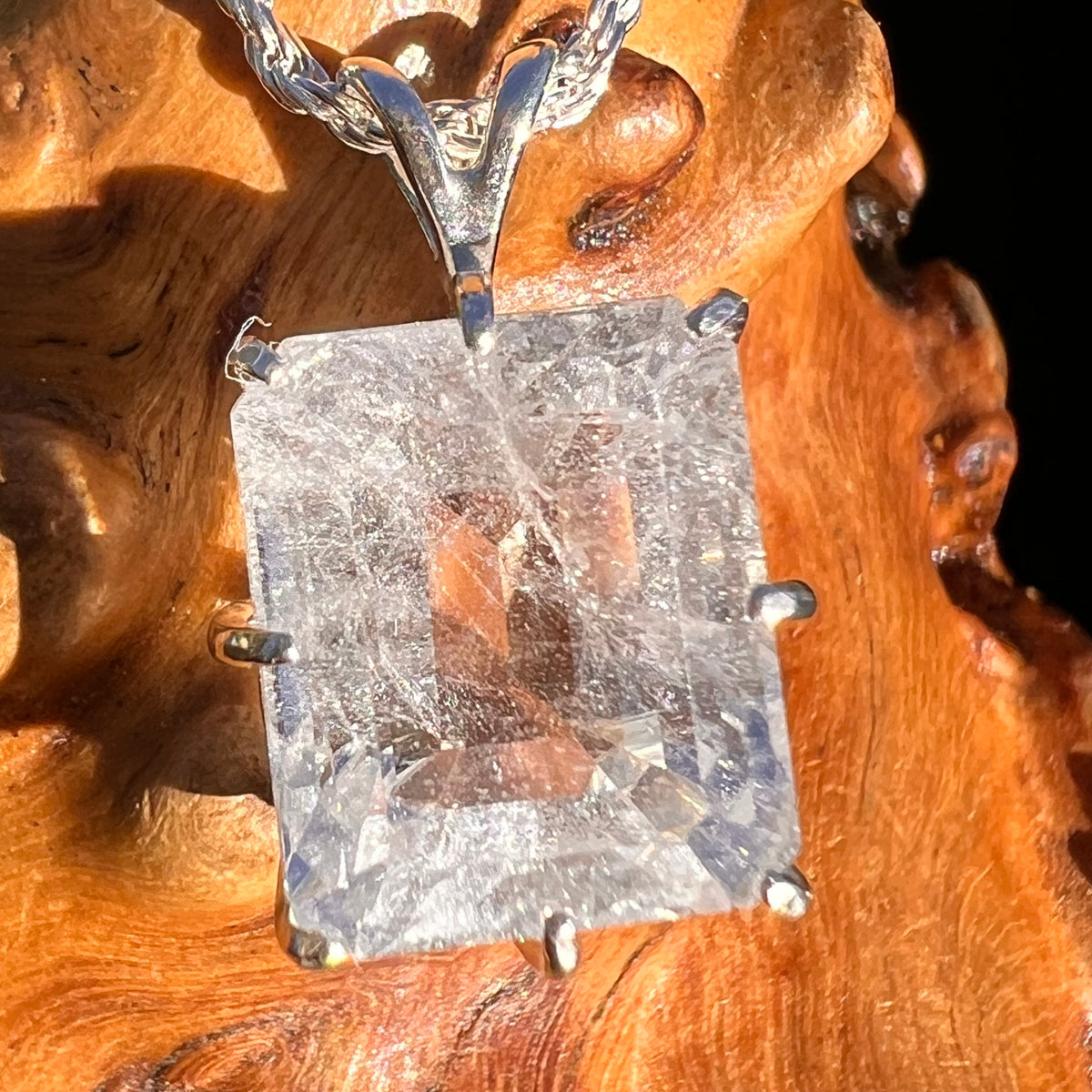 8.6 Ct. Phenakite Pendant Sterling Silver Faceted Gem #7949-Moldavite Life