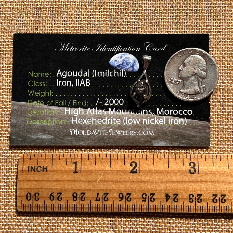 Agoudal Meteorite Drop Pendant Sterling #7414-Moldavite Life