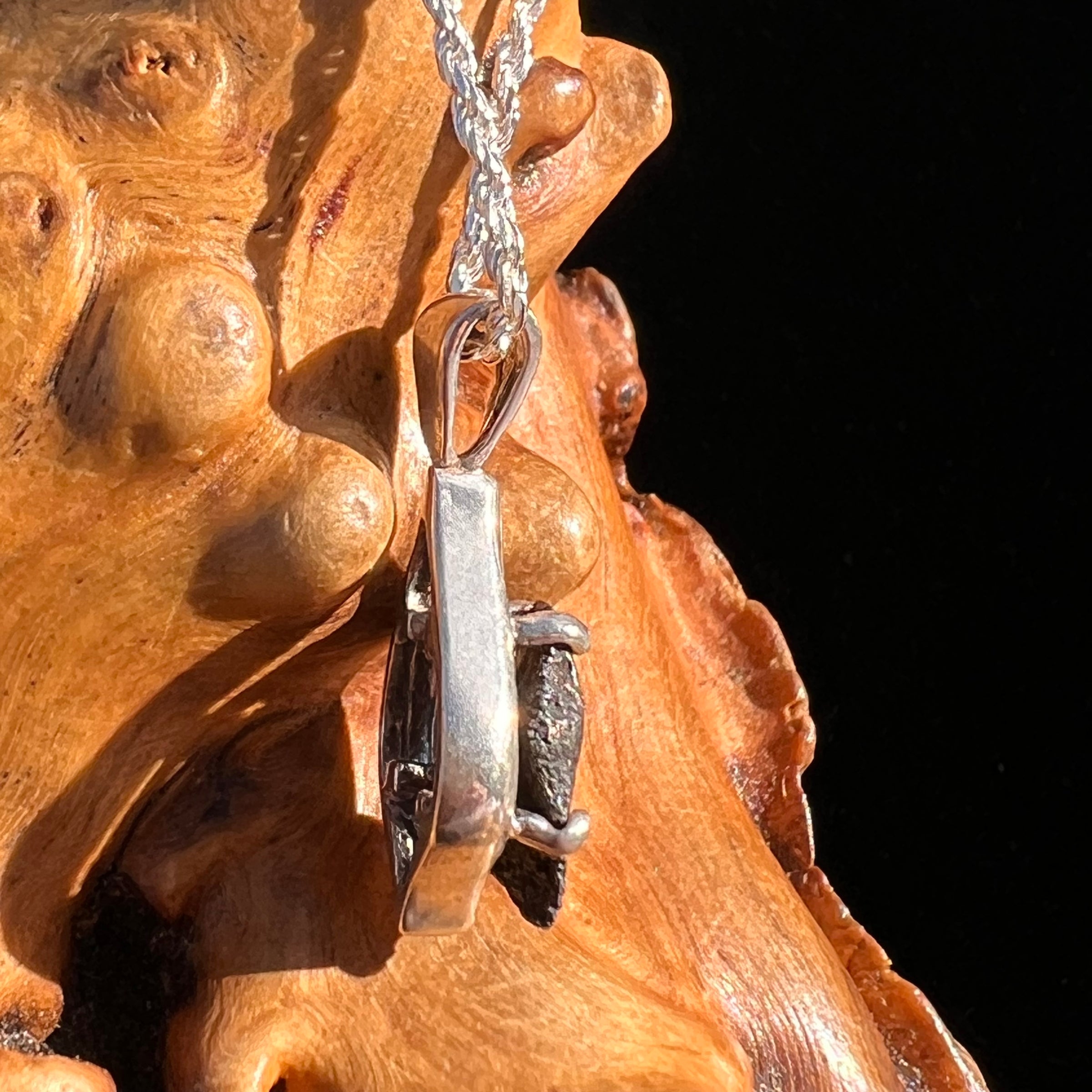 Agoudal Meteorite Drop Pendant Sterling #7415-Moldavite Life