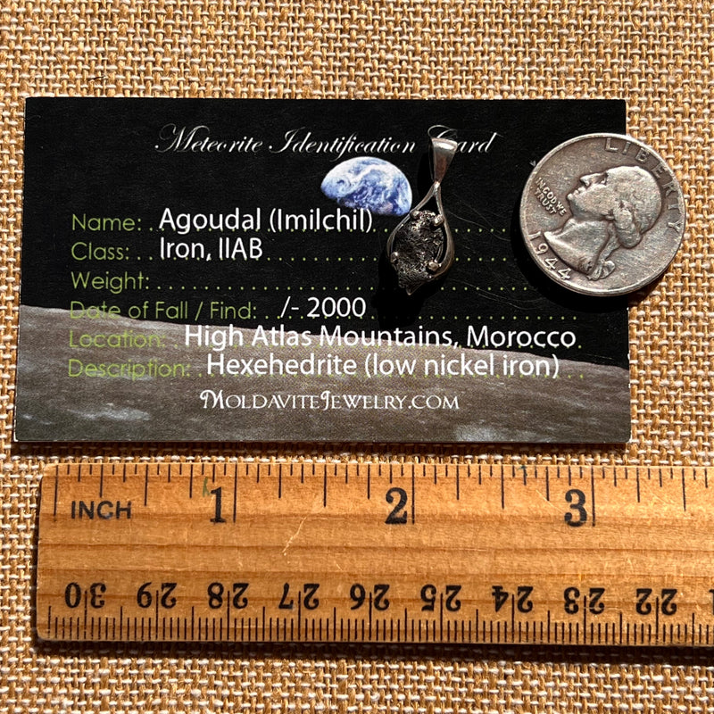 Agoudal Meteorite Drop Pendant Sterling #7415-Moldavite Life