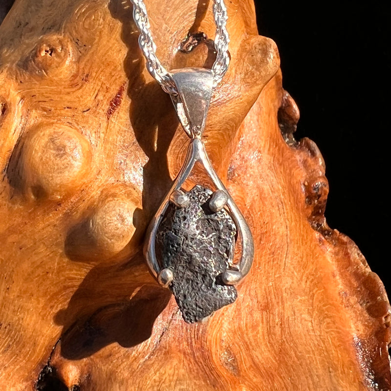 Agoudal Meteorite Drop Pendant Sterling #7415-Moldavite Life