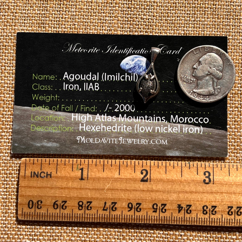 Agoudal Meteorite Drop Pendant Sterling #7416-Moldavite Life