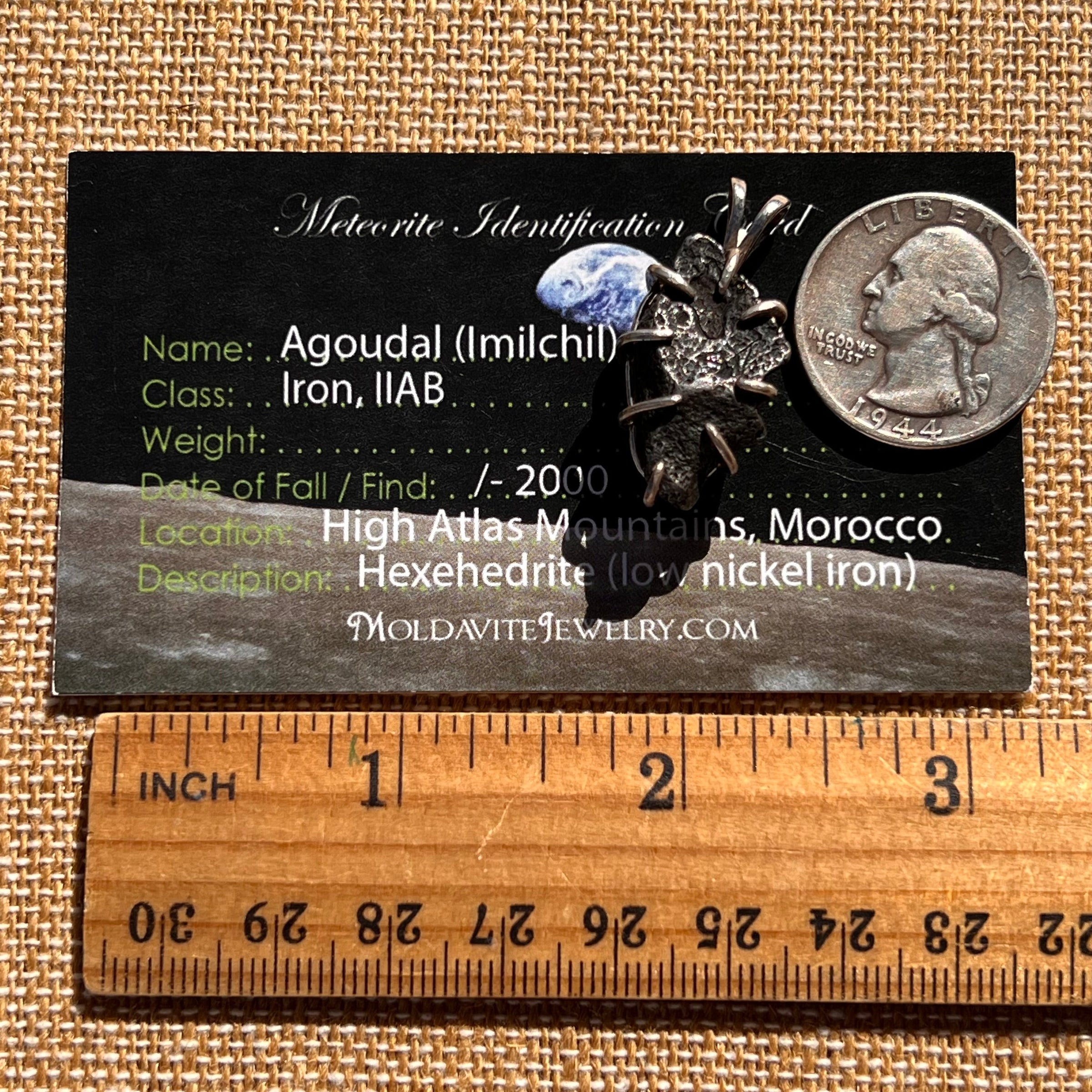 Agoudal Meteorite Pendant Sterling Silver #7418-Moldavite Life