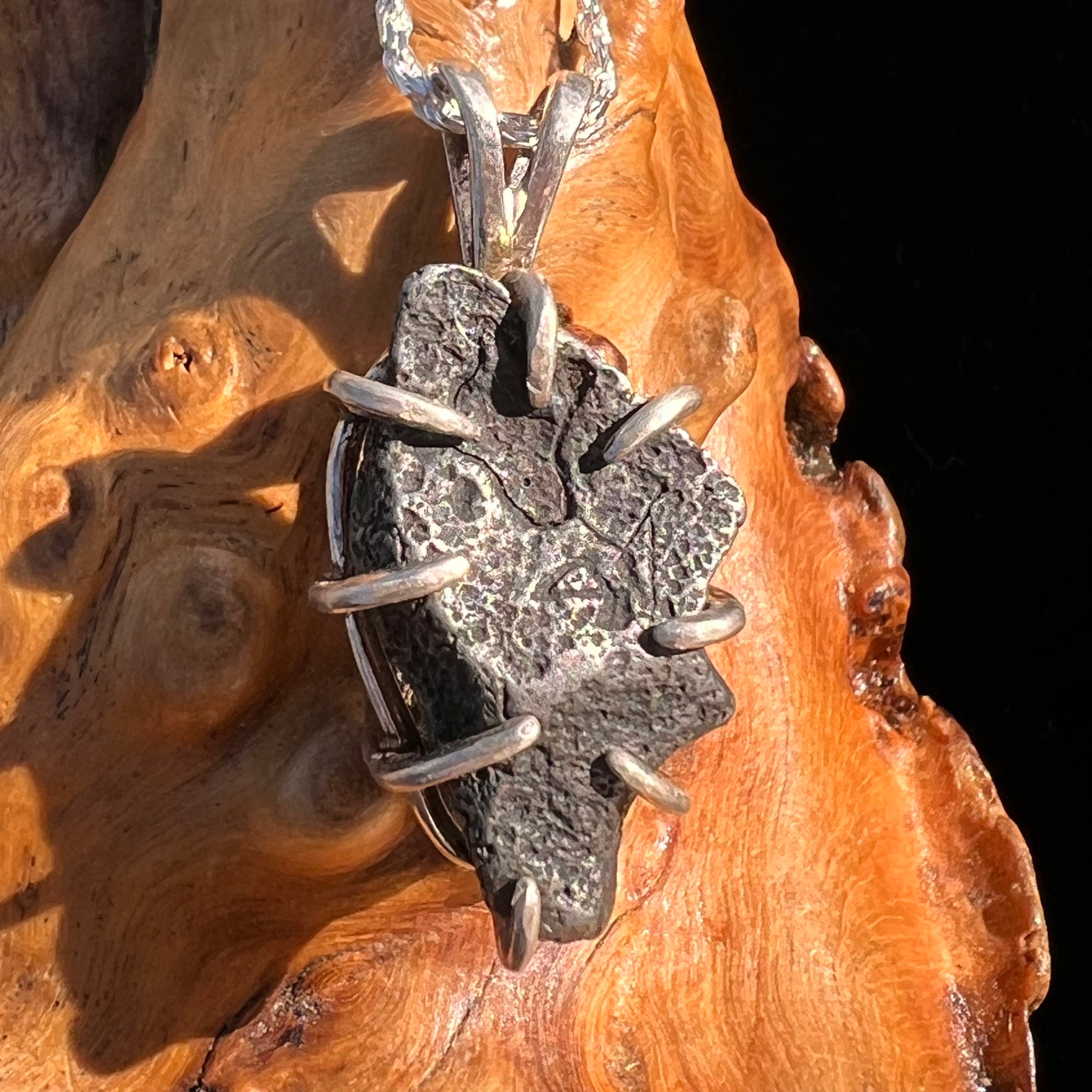 Agoudal Meteorite Pendant Sterling Silver #7418-Moldavite Life