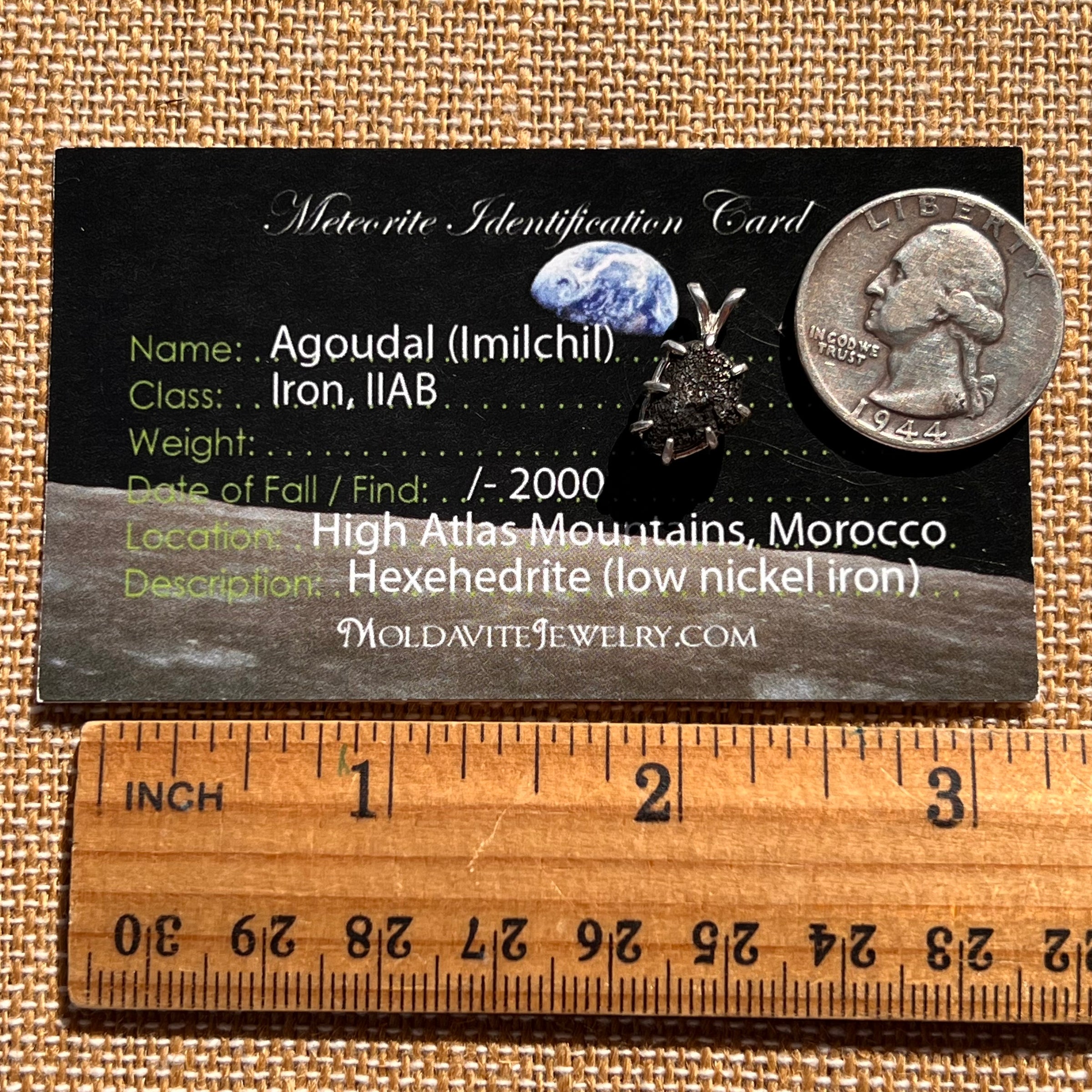 Agoudal Meteorite Pendant Sterling Silver #7419-Moldavite Life