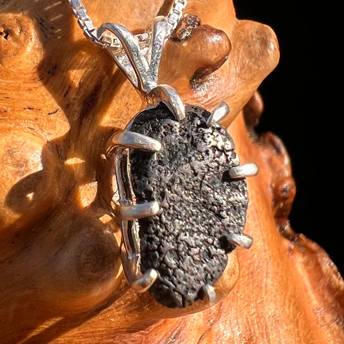Agoudal Meteorite Pendant Sterling Silver #7420-Moldavite Life