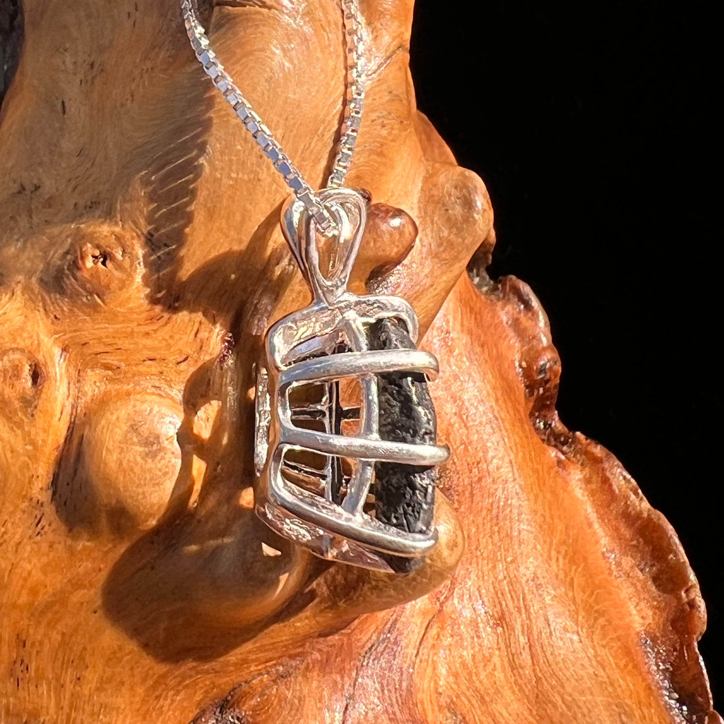 Agoudal Meteorite Pendant Sterling Silver #7420-Moldavite Life