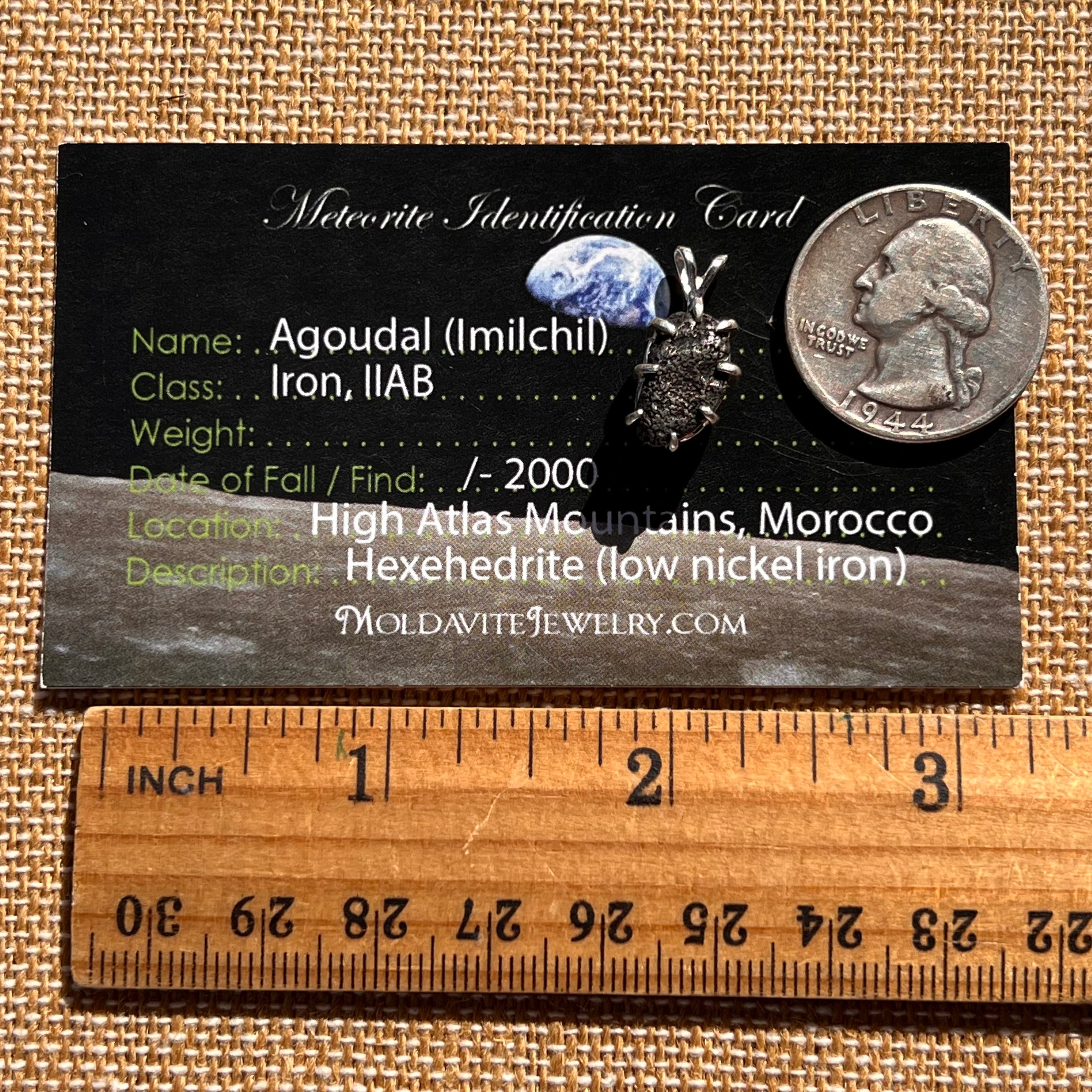 Agoudal Meteorite Pendant Sterling Silver #7420-Moldavite Life