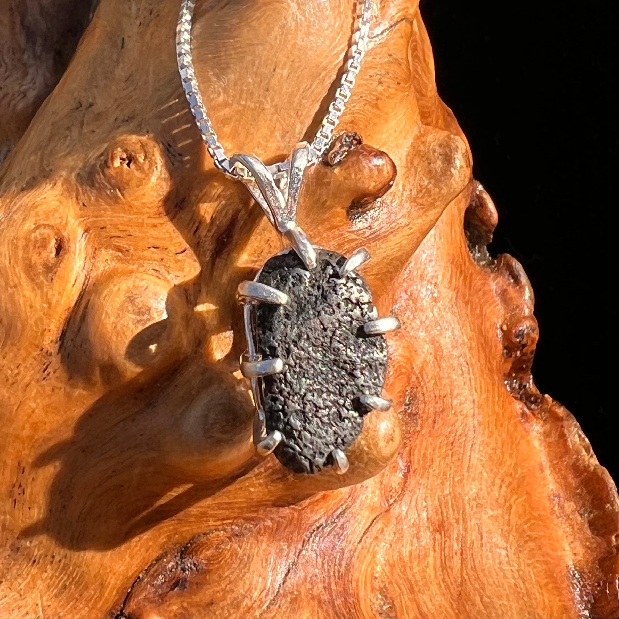 Agoudal Meteorite Pendant Sterling Silver #7420-Moldavite Life