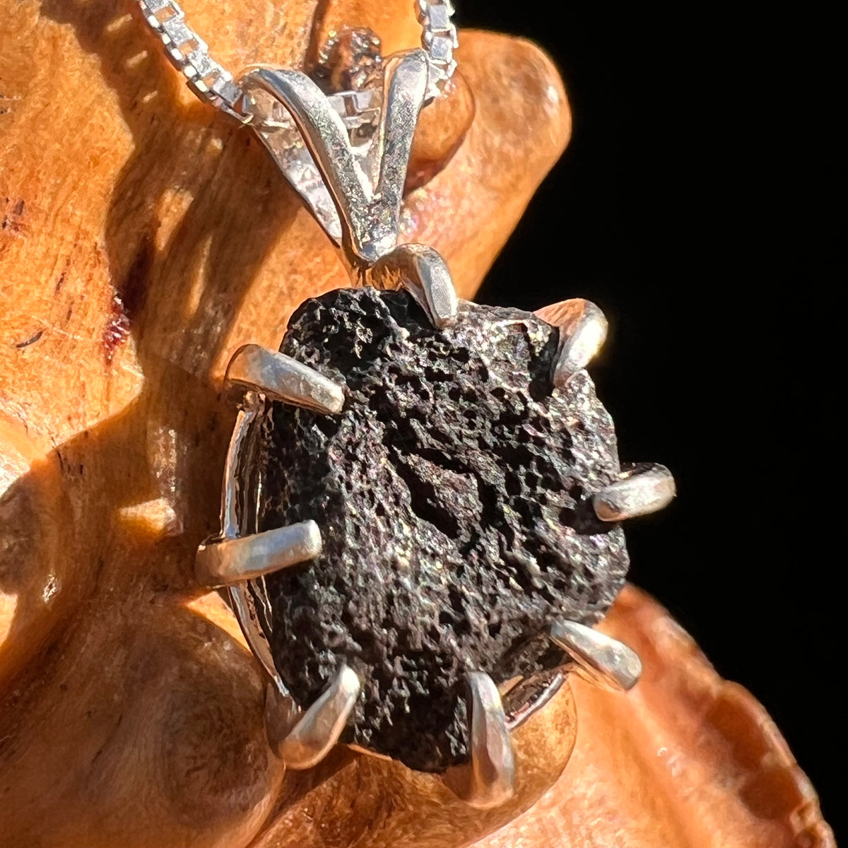 Agoudal Meteorite Pendant Sterling Silver #7421-Moldavite Life