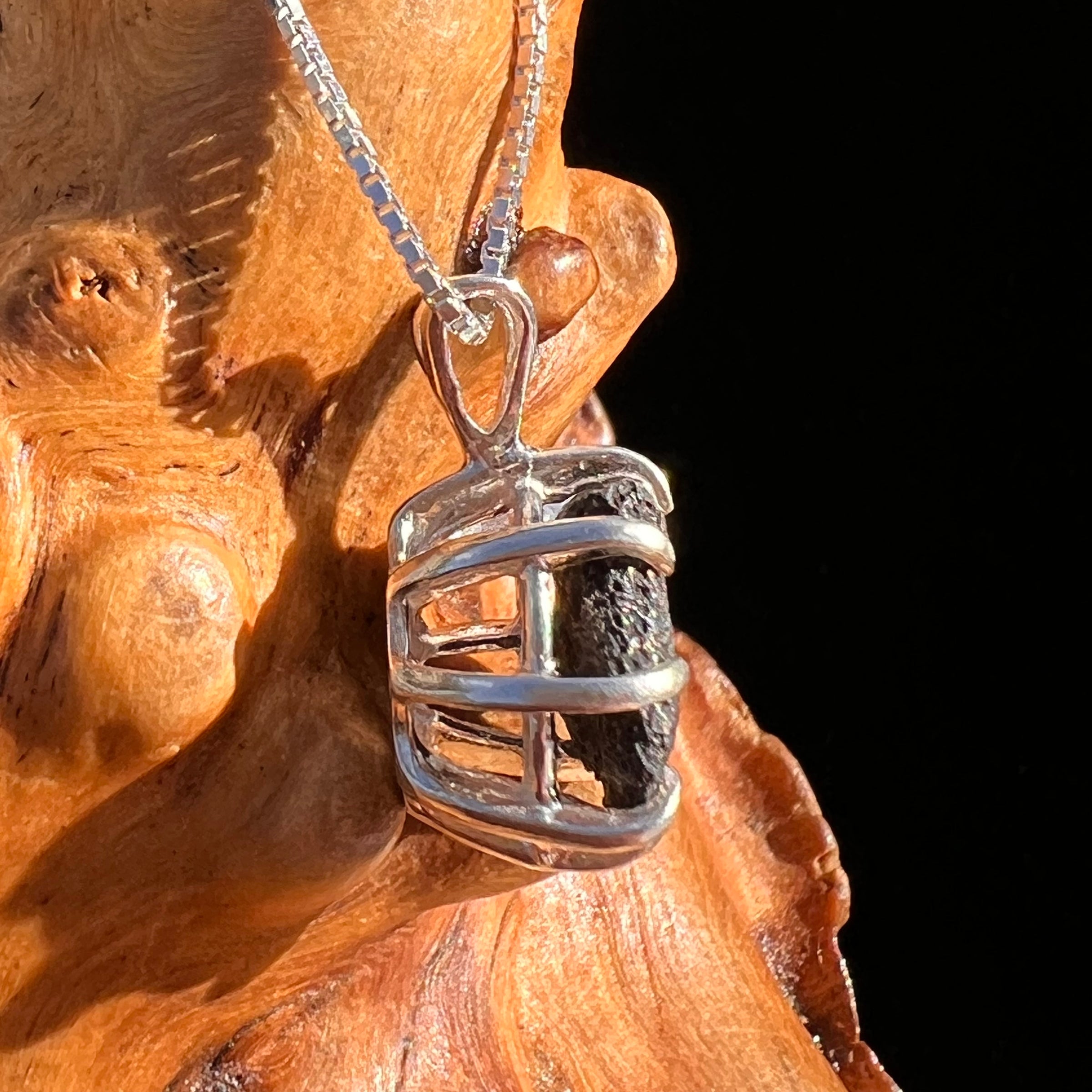 Agoudal Meteorite Pendant Sterling Silver #7421-Moldavite Life