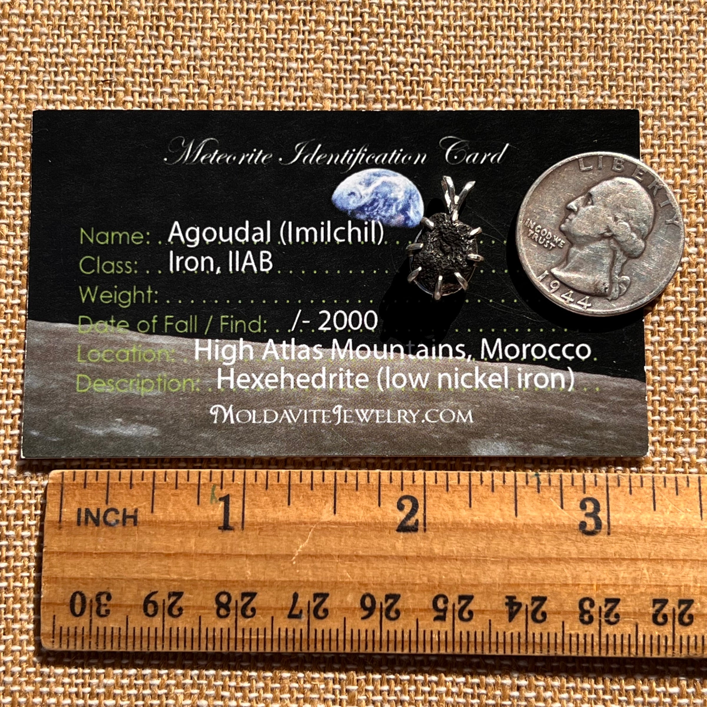 Agoudal Meteorite Pendant Sterling Silver #7421-Moldavite Life